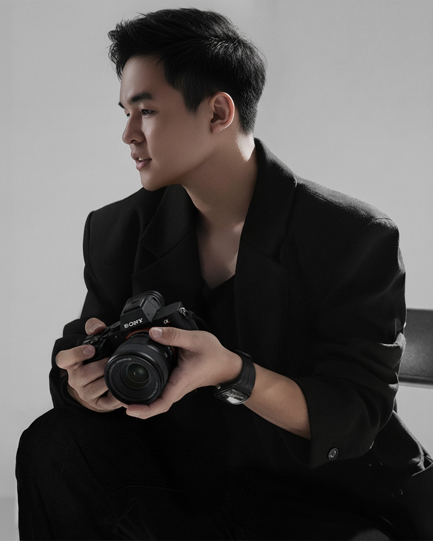 Đỗ Hiếu cầm máy ảnh Sony — giảng viên DO HIEU Academy